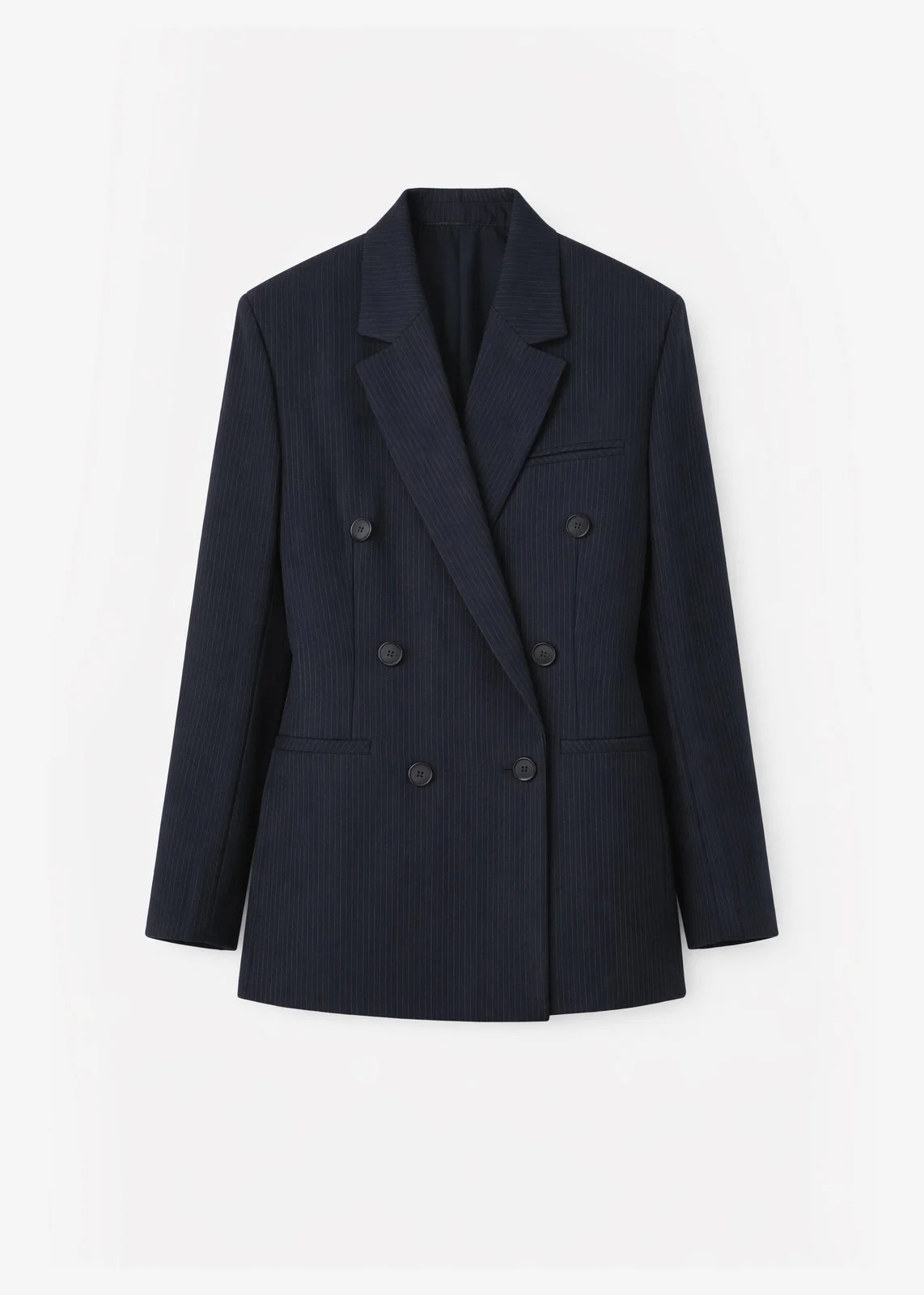 Jade Double-Breasted Blazer - Black/White Pinstripe - 1
