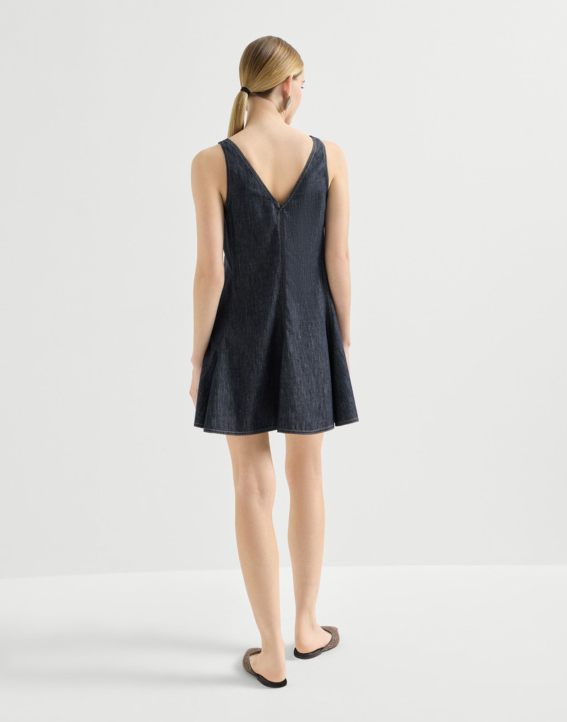 Cotton denim-effect twill mini dress 3