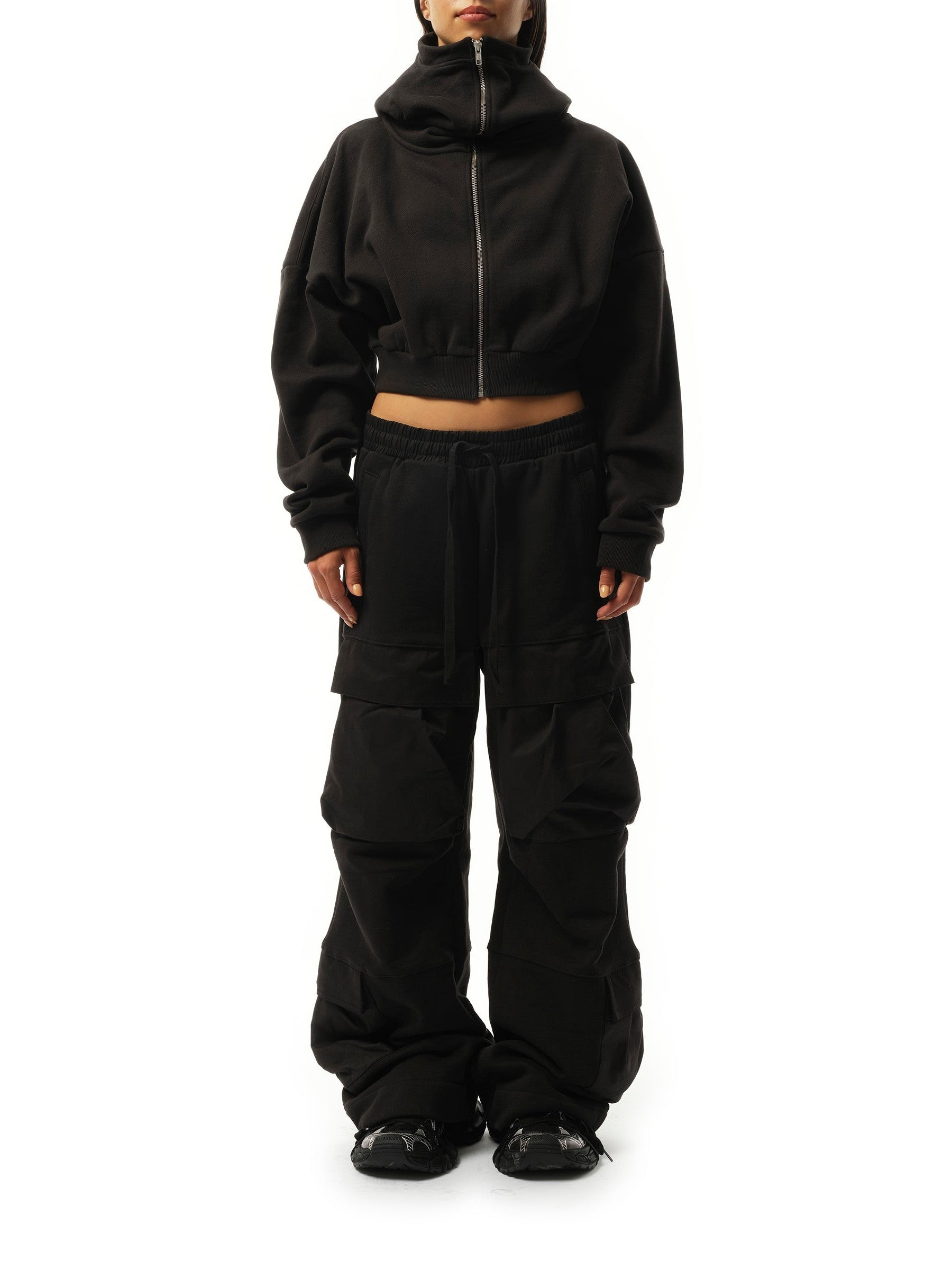 Cropped Full Zip Hoodie in Soot - 4