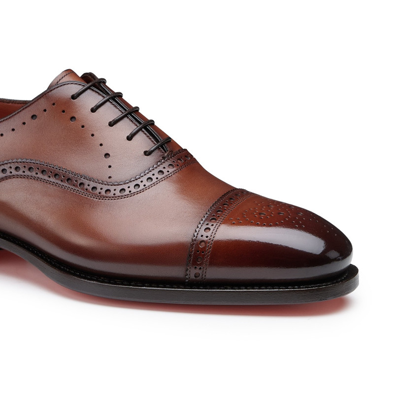 Men's brown leather Oxford brogue lace-up 4
