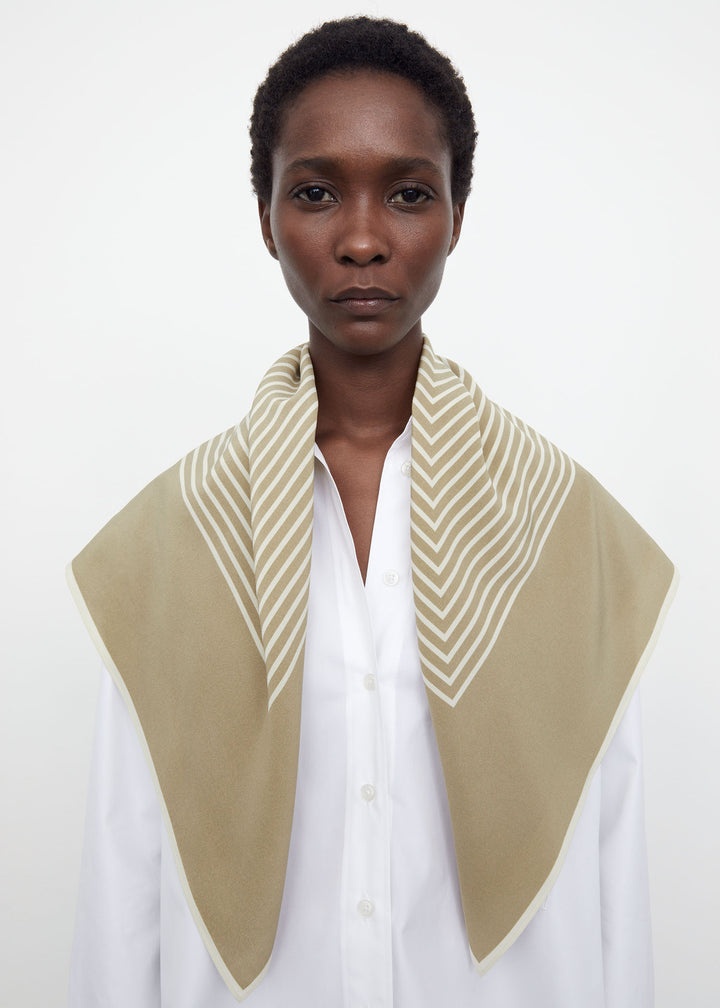 Centered monogram silk scarf peanut butter 2