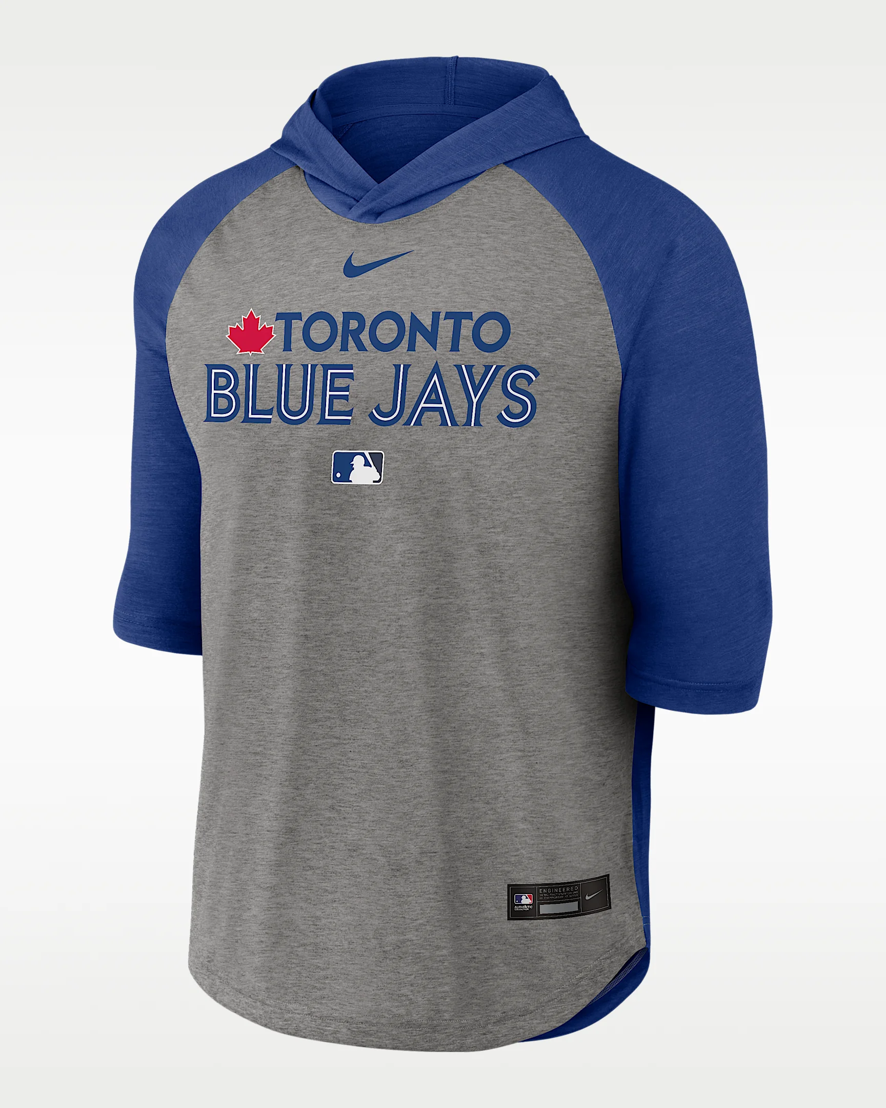 Toronto Blue Jays Authentic Collection Flux Men's Nike Dri-FIT MLB 3/4-Sleeve Hooded T-Shirt - 1