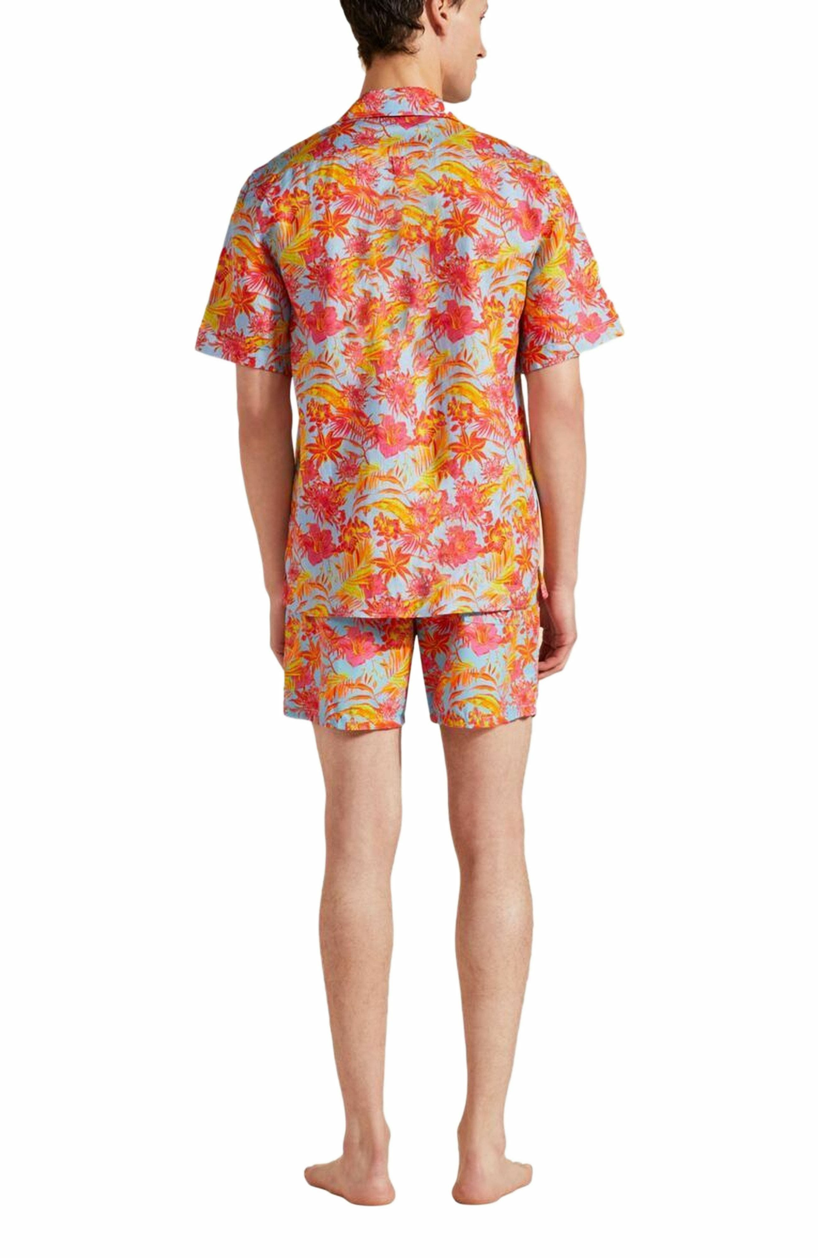 Vilebrequin Men's Bowling Linen Tahiti Flowers Shirt in Santorini at Nordstrom - 2
