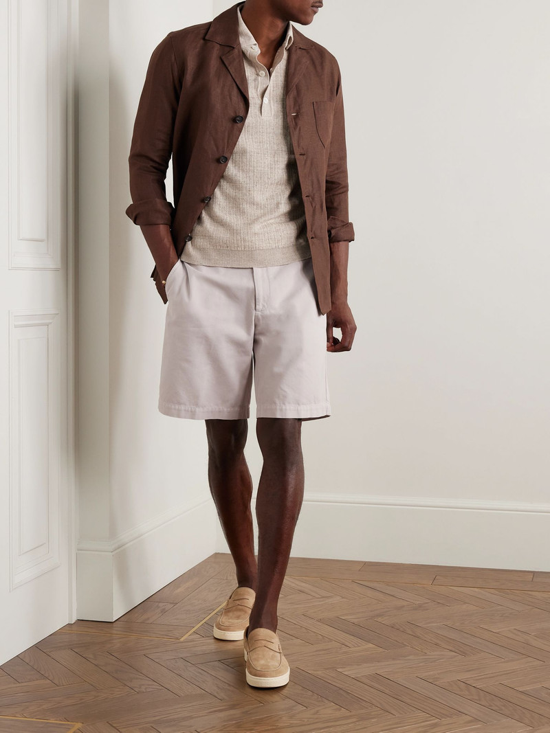 Brunello Cucinelli Straight-Leg Cotton-Twill Bermuda Shorts Neutral outlook