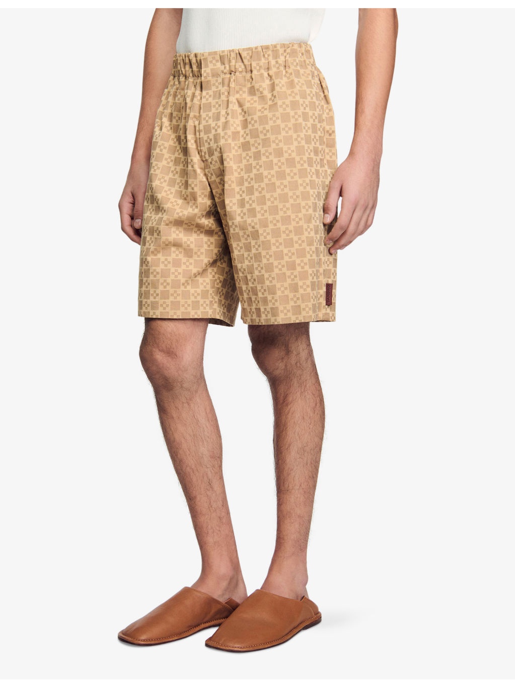 Cross-Print Elasticated-Waist Cotton Shorts - 3