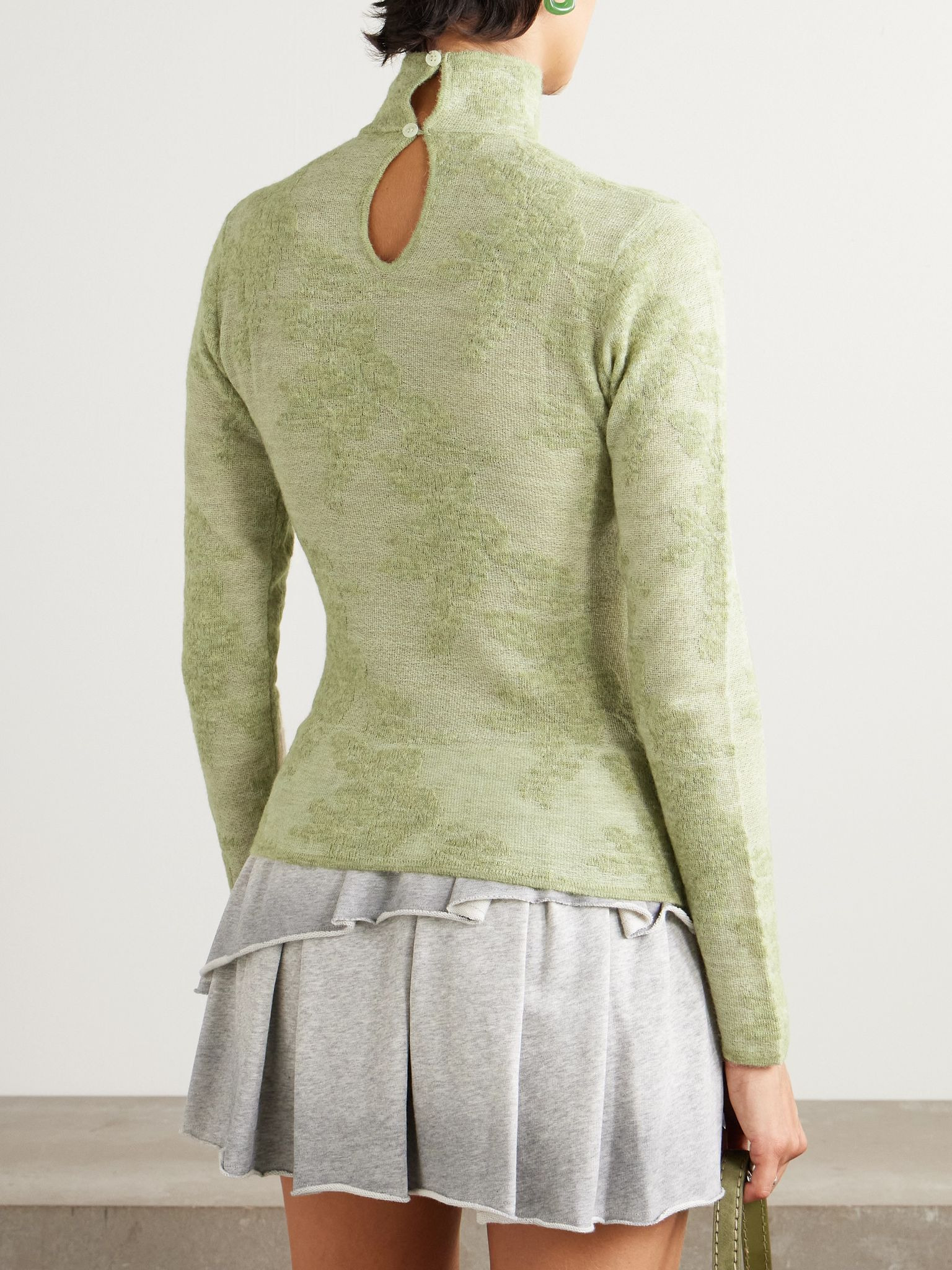 Jacquard-knit turtleneck sweater Green - 3
