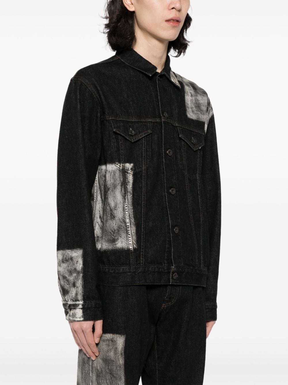 panelled denim jacket - 3