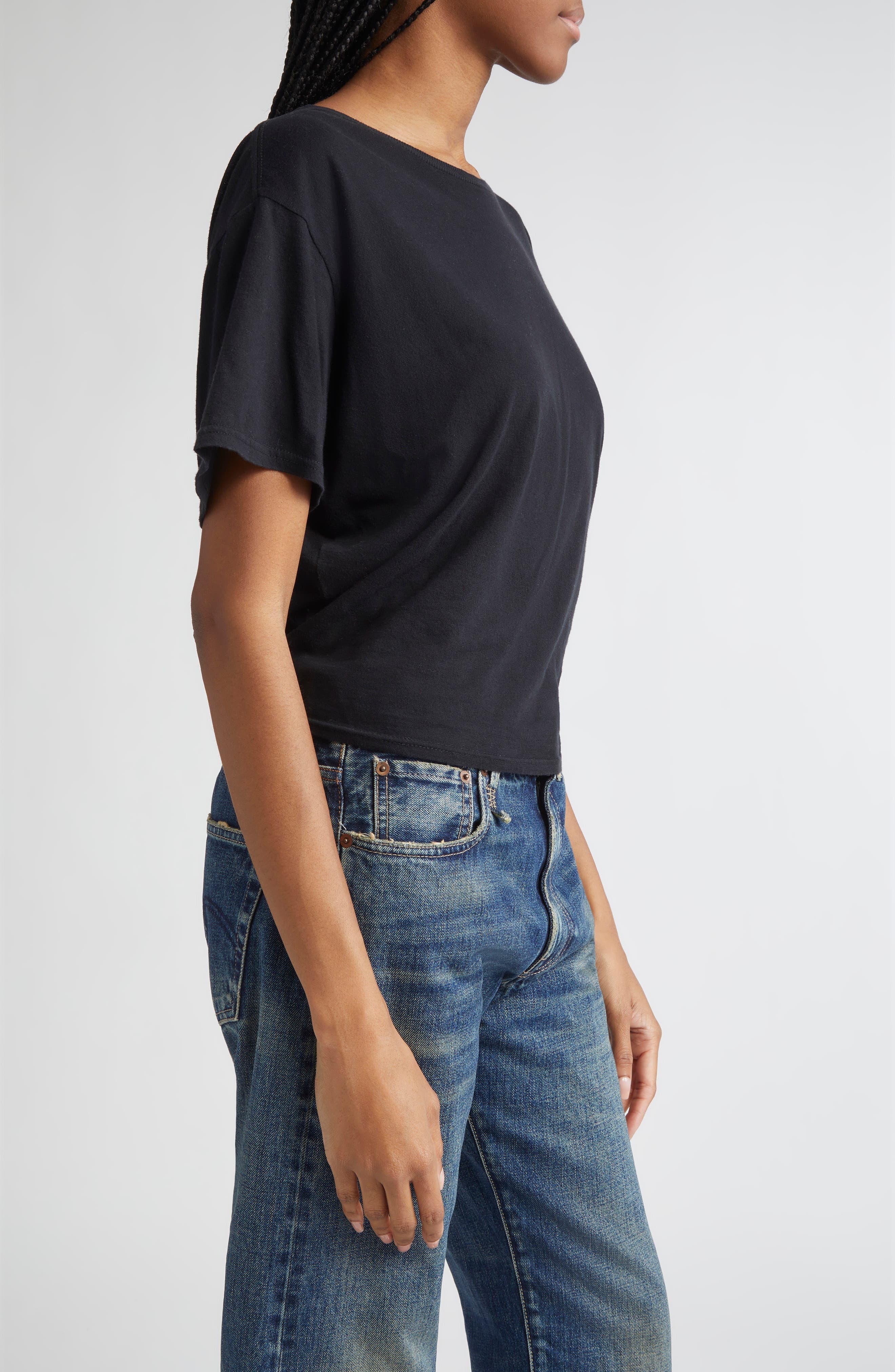 R13 Tight Waist Cotton & Cashmere T-Shirt in Black at Nordstrom - 3