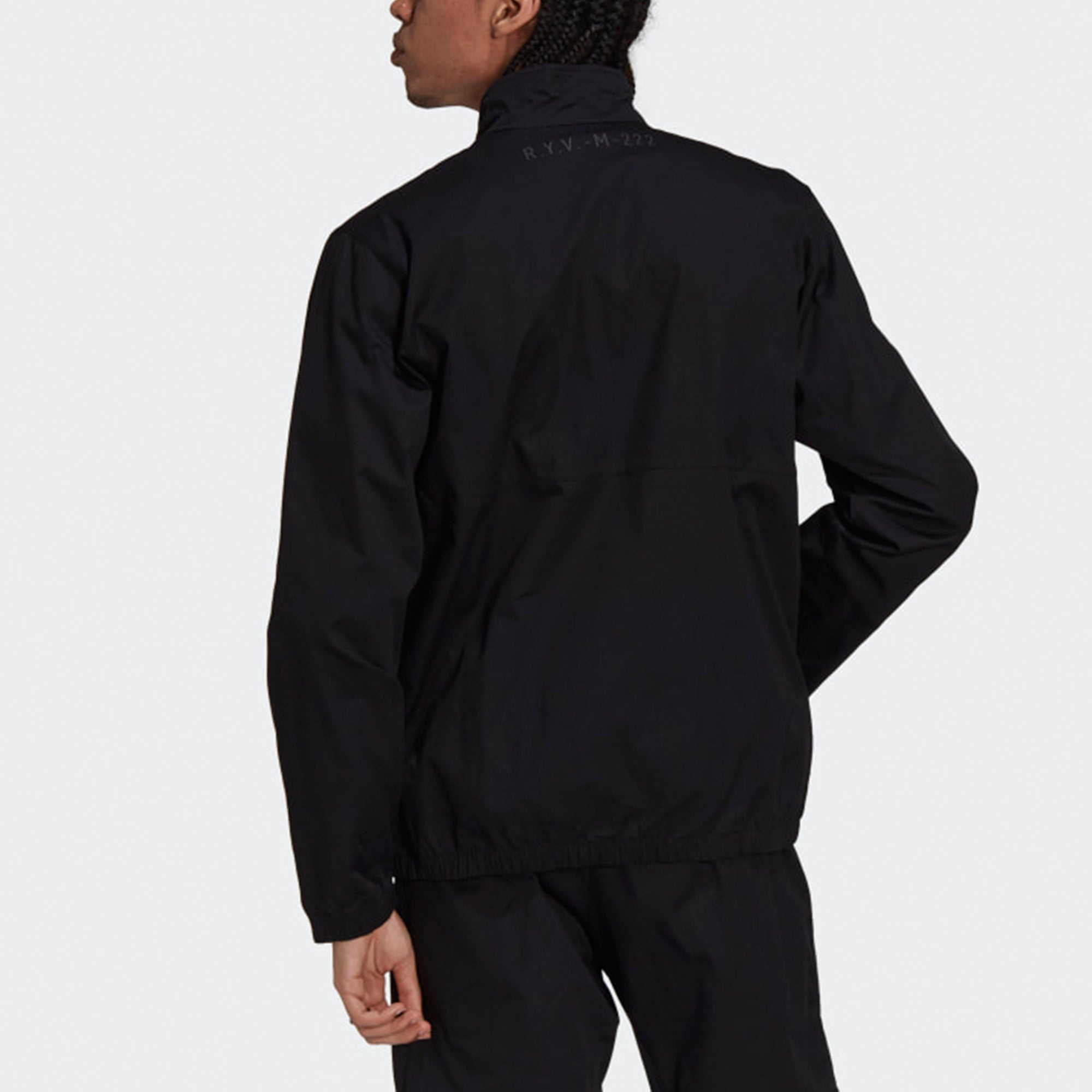 adidas originals R.y.v. Cotton Twill Double Label Training Sports Stand Collar Logo Jacket Black H11 - 3