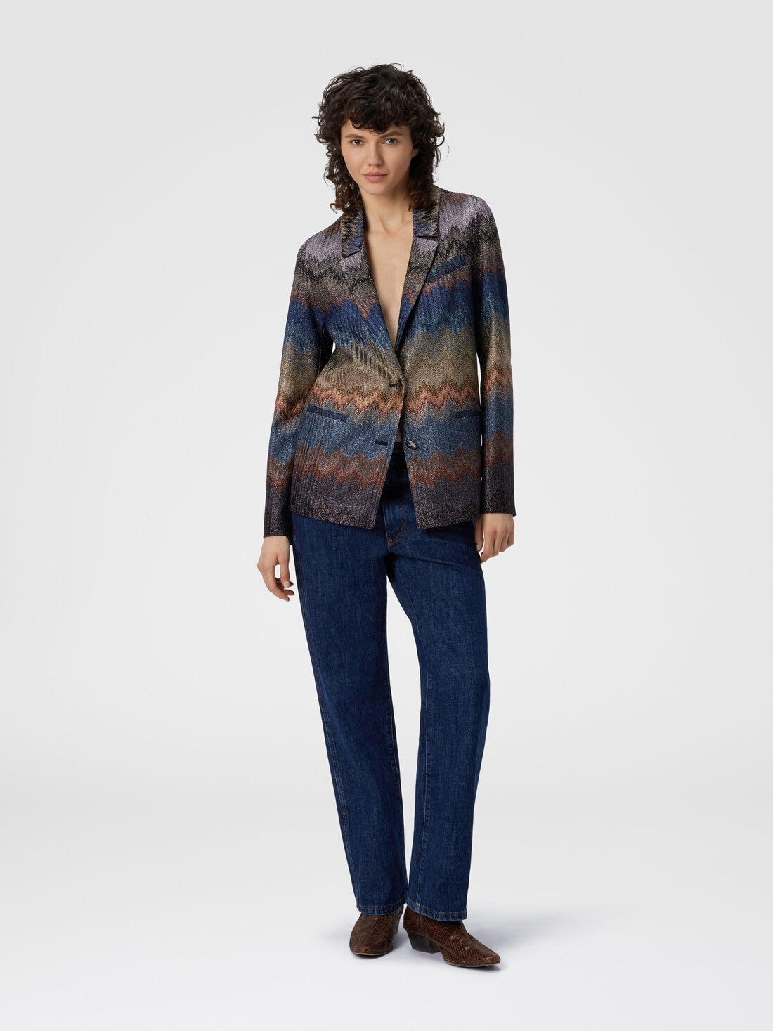 Single-breasted blazer with snake pattern and lamé threads - 2
