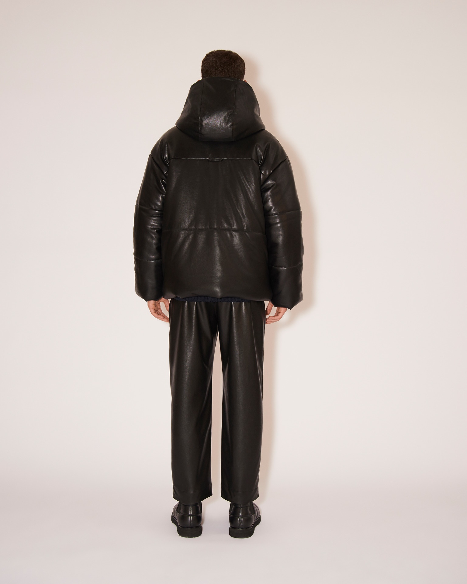 HIDE MENS - OKOBOR™ alt-leather hooded puffer - Black - 5