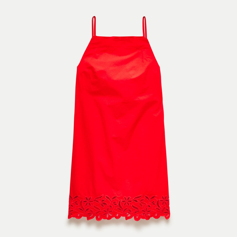High-squareneck mini dress in cotton poplin 1