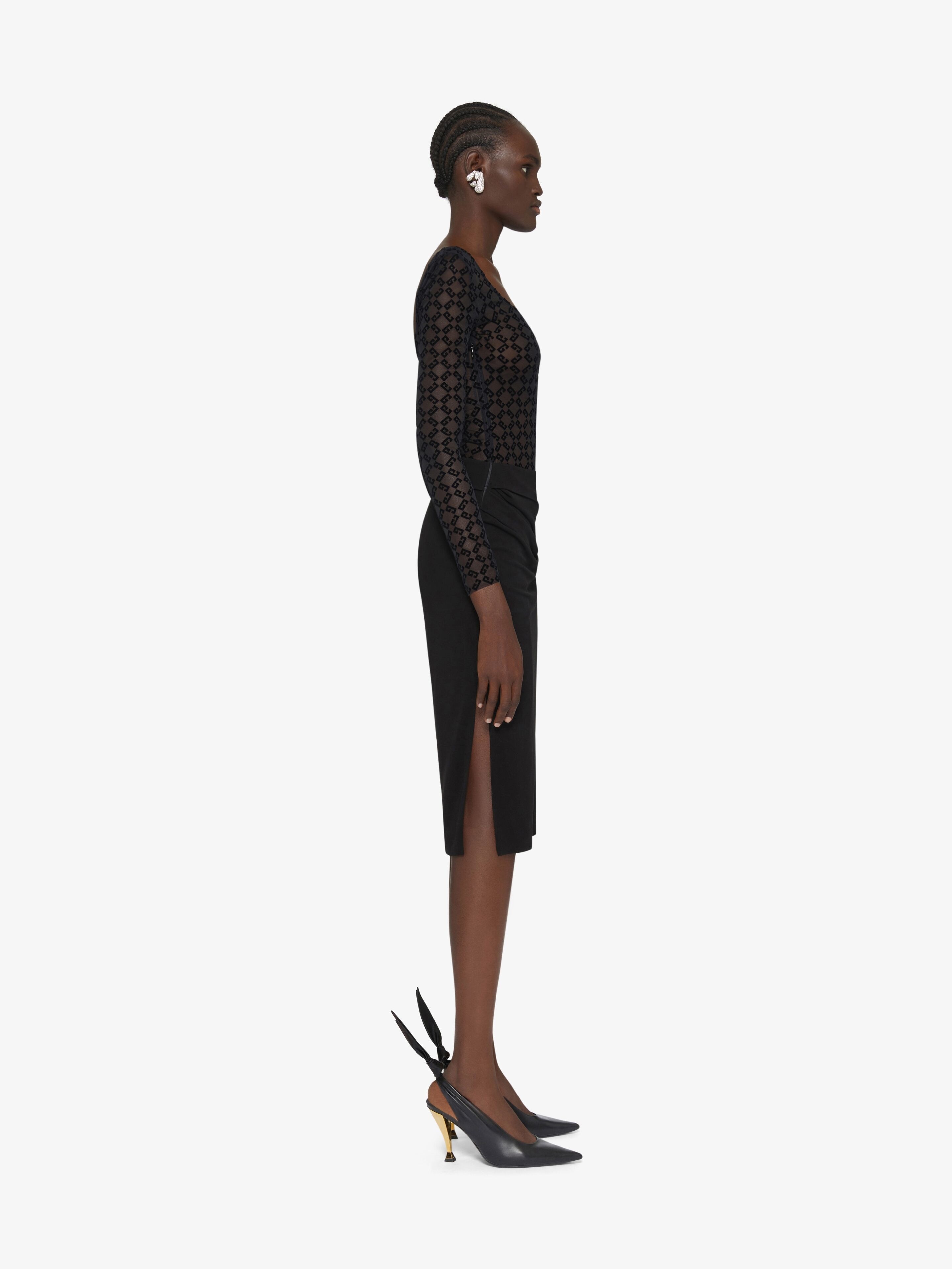 DRAPED DRESS IN JERSEY AND MONOGRAM 72 TULLE - 3