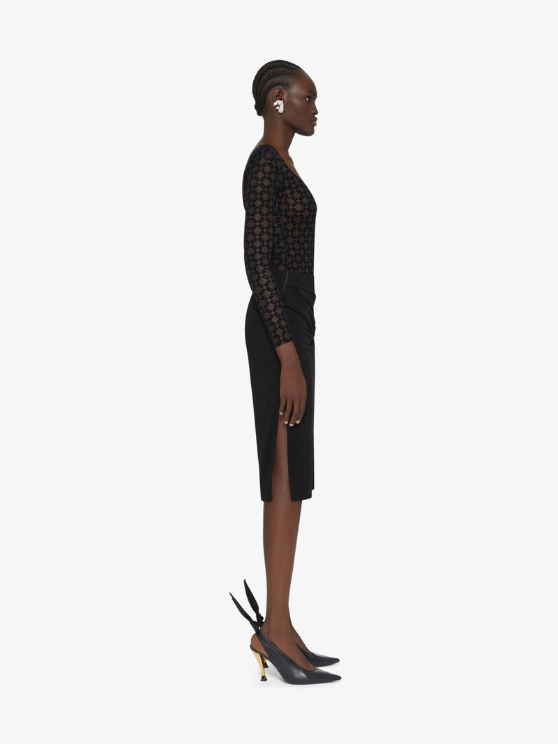 DRAPED DRESS IN JERSEY AND MONOGRAM 72 TULLE 3