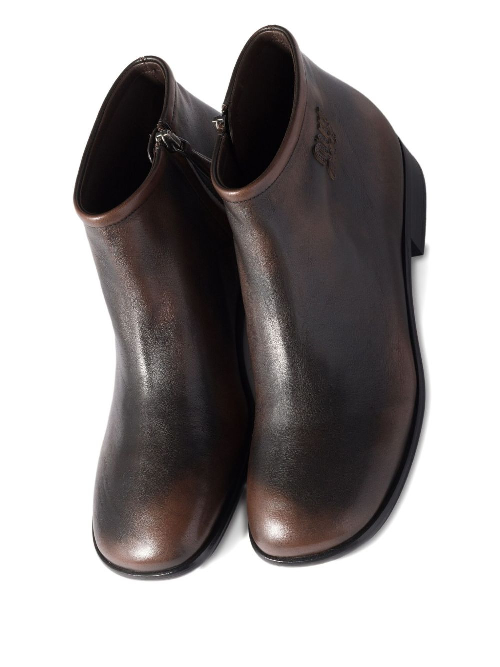 logo-detail leather boots - 4