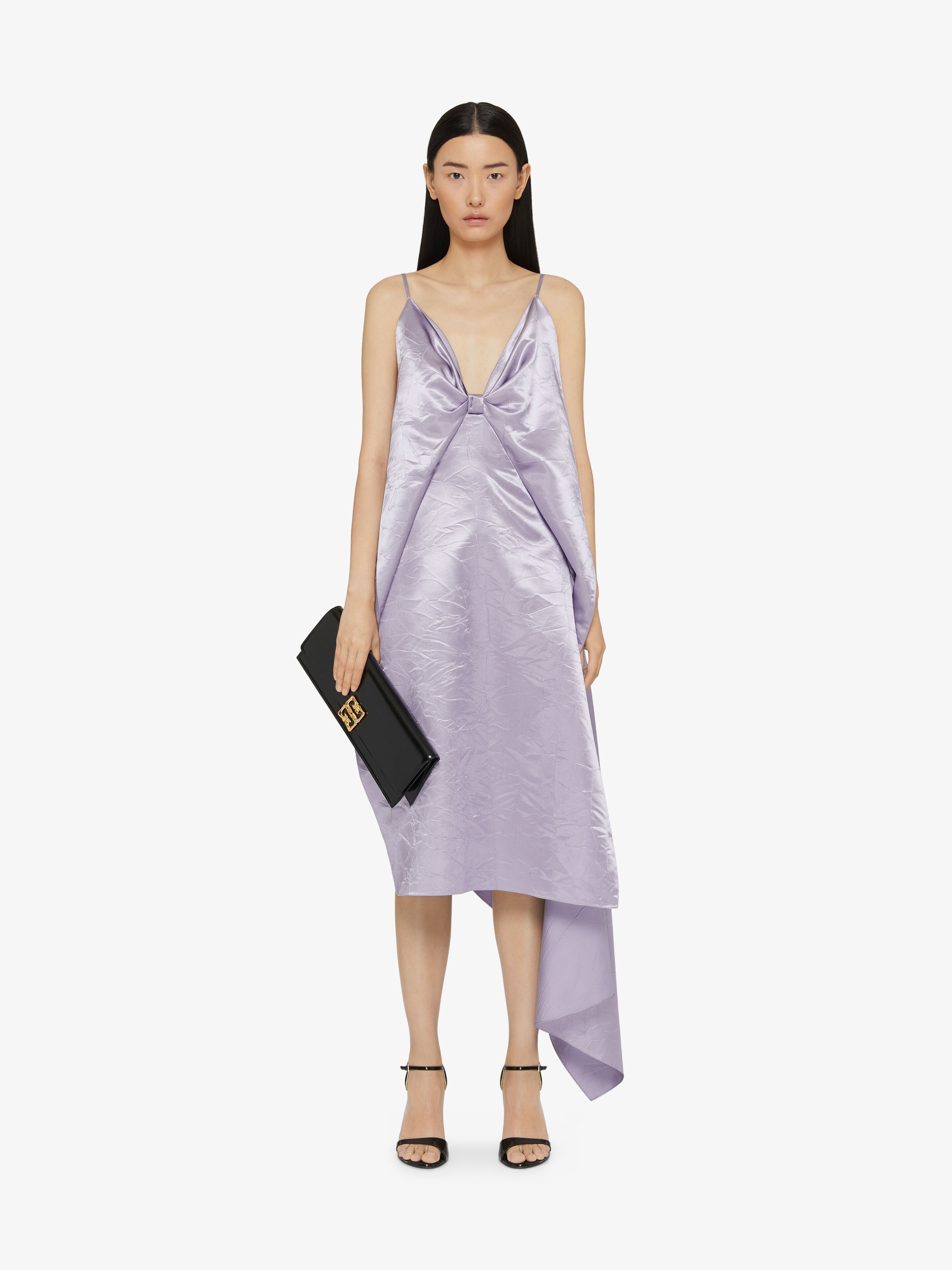 ASYMMETRIC DRESS IN SATIN WITH OVERSIZED BOW - 2