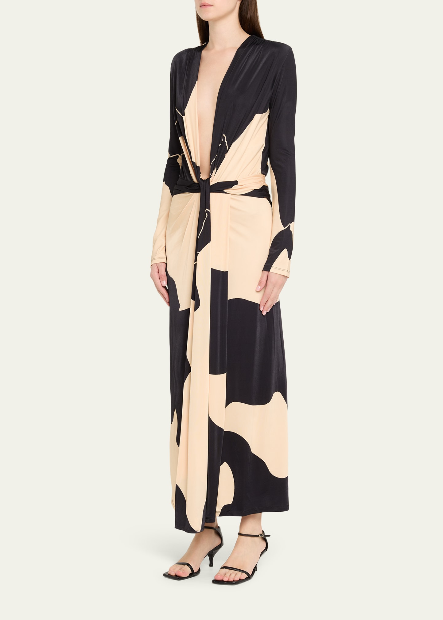 Oasis Plunging Long-Sleeve Ankle Dress - 4