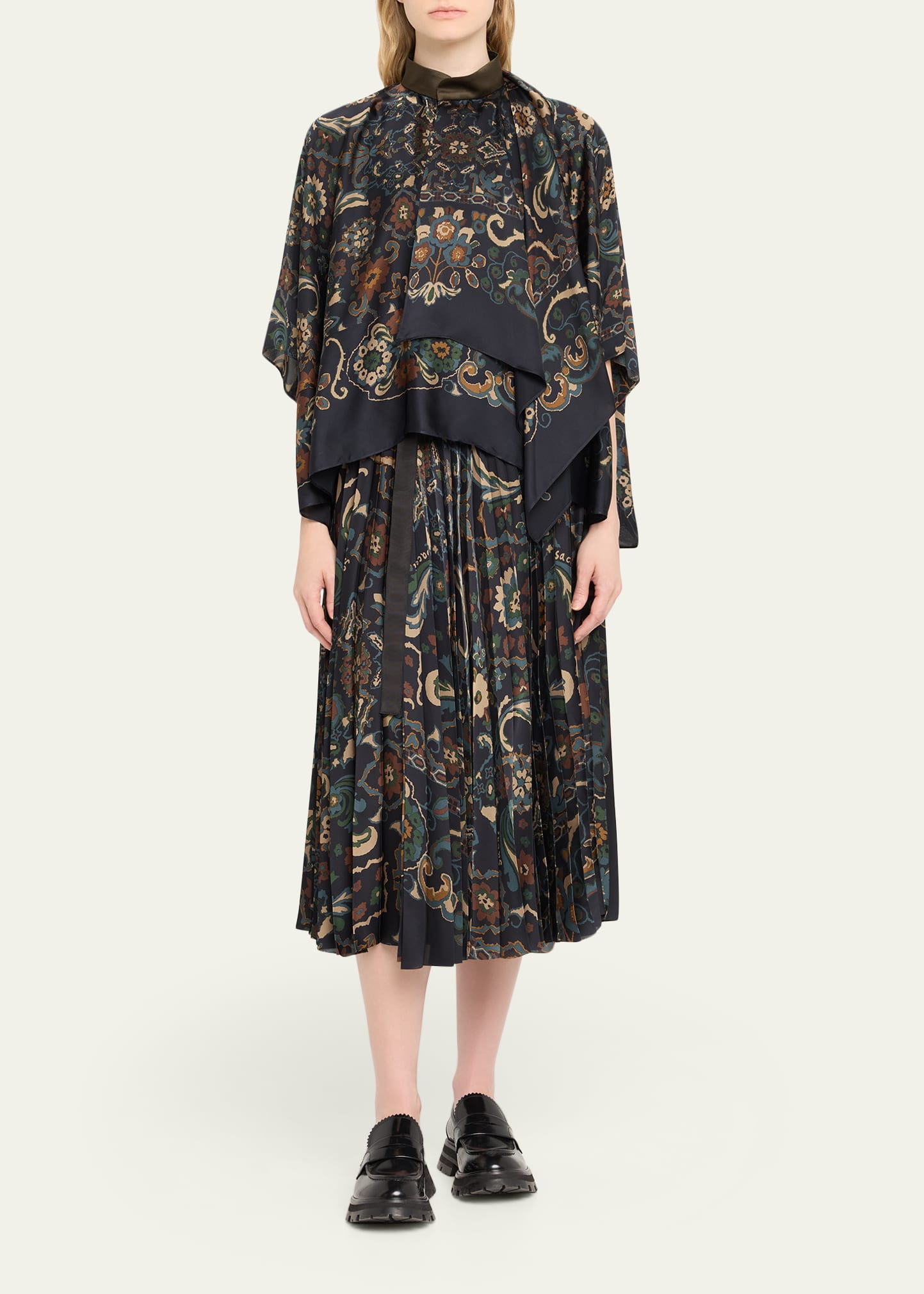 Floral Print Cape Shirt - 2