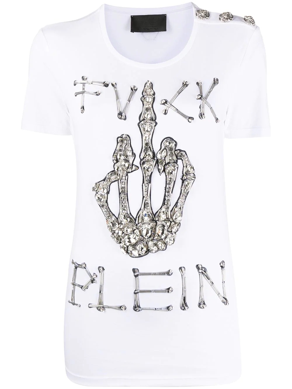 crystal-embellished skeleton T-shirt - 1