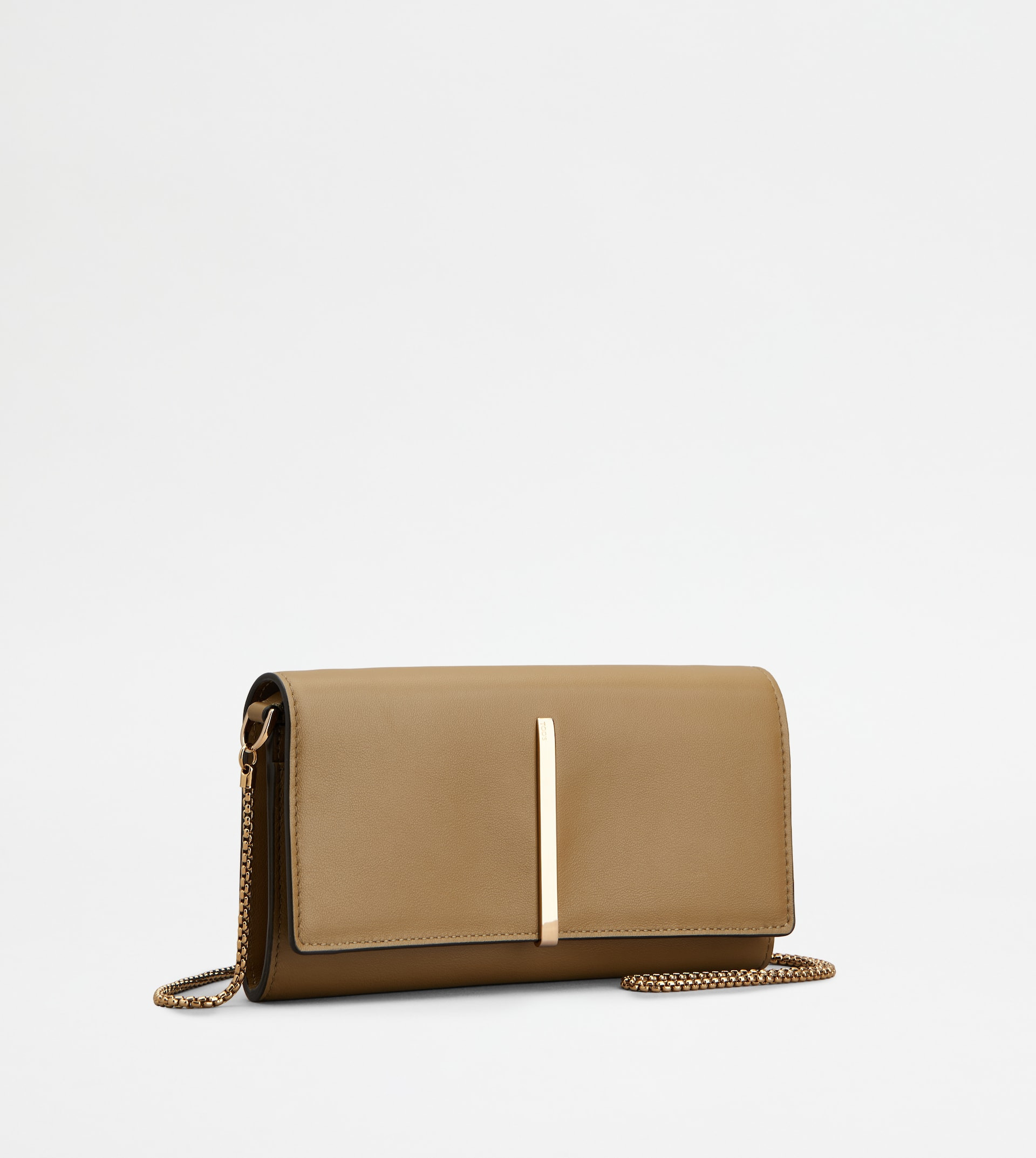 WALLET IN LEATHER WITH SHOULDER STRAP - BROWN - 2