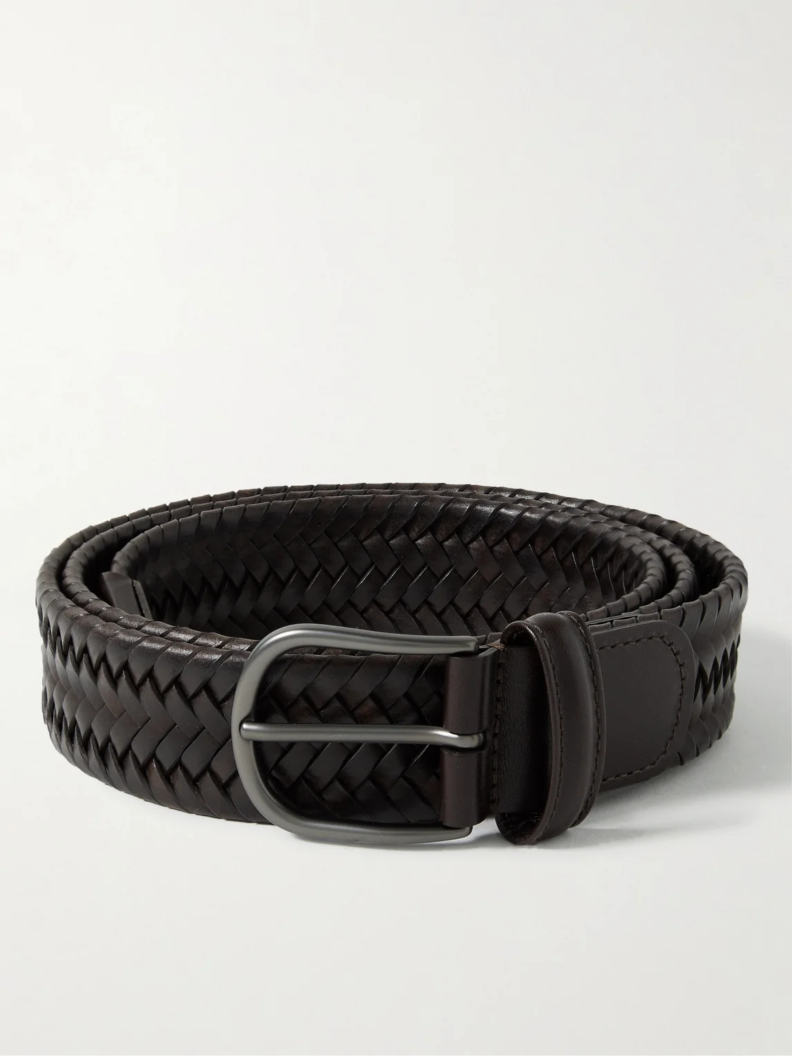 3.5cm Woven Leather Belt - 1