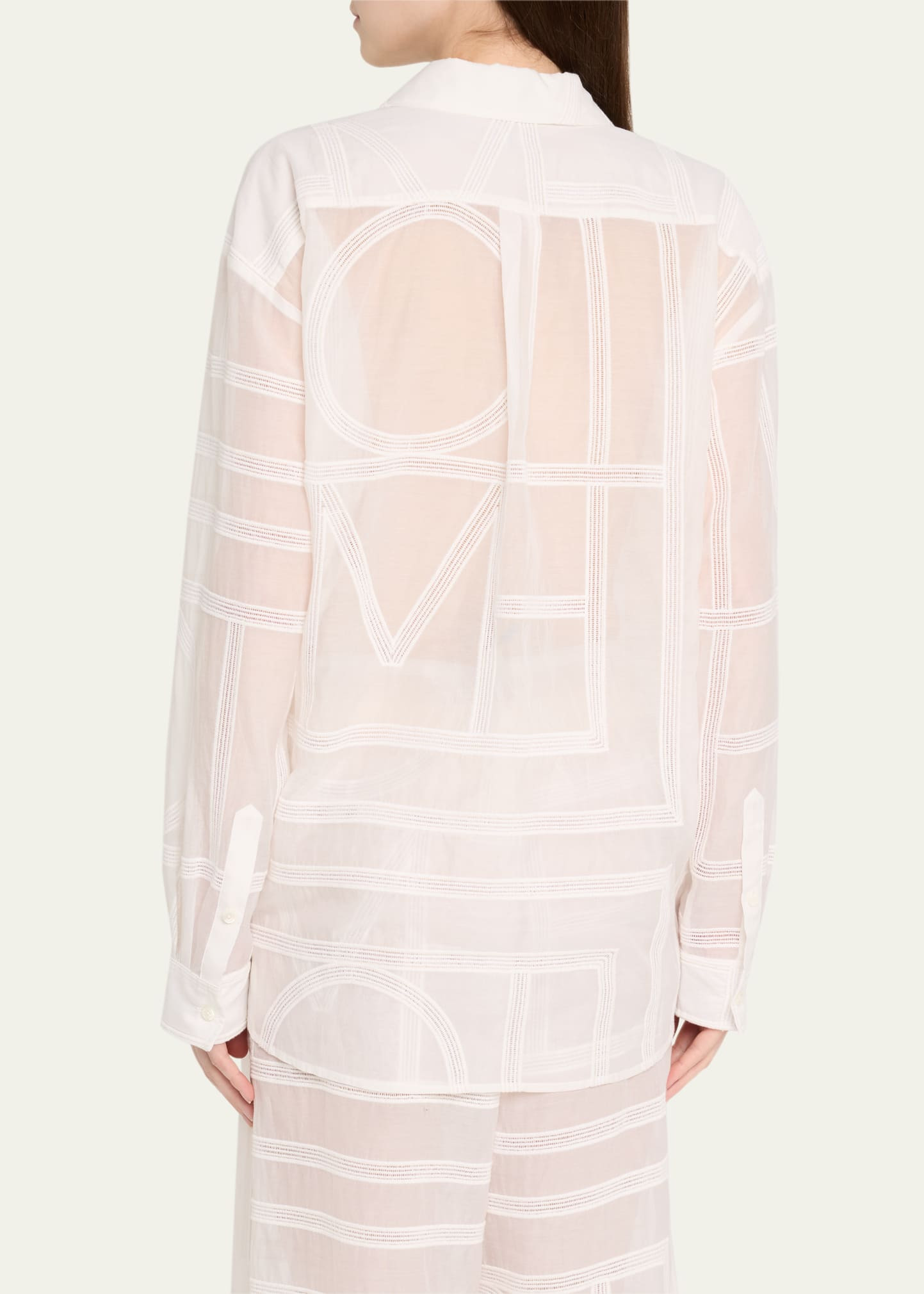 Monogram Crochet Embroidered Classic Shirt - 3