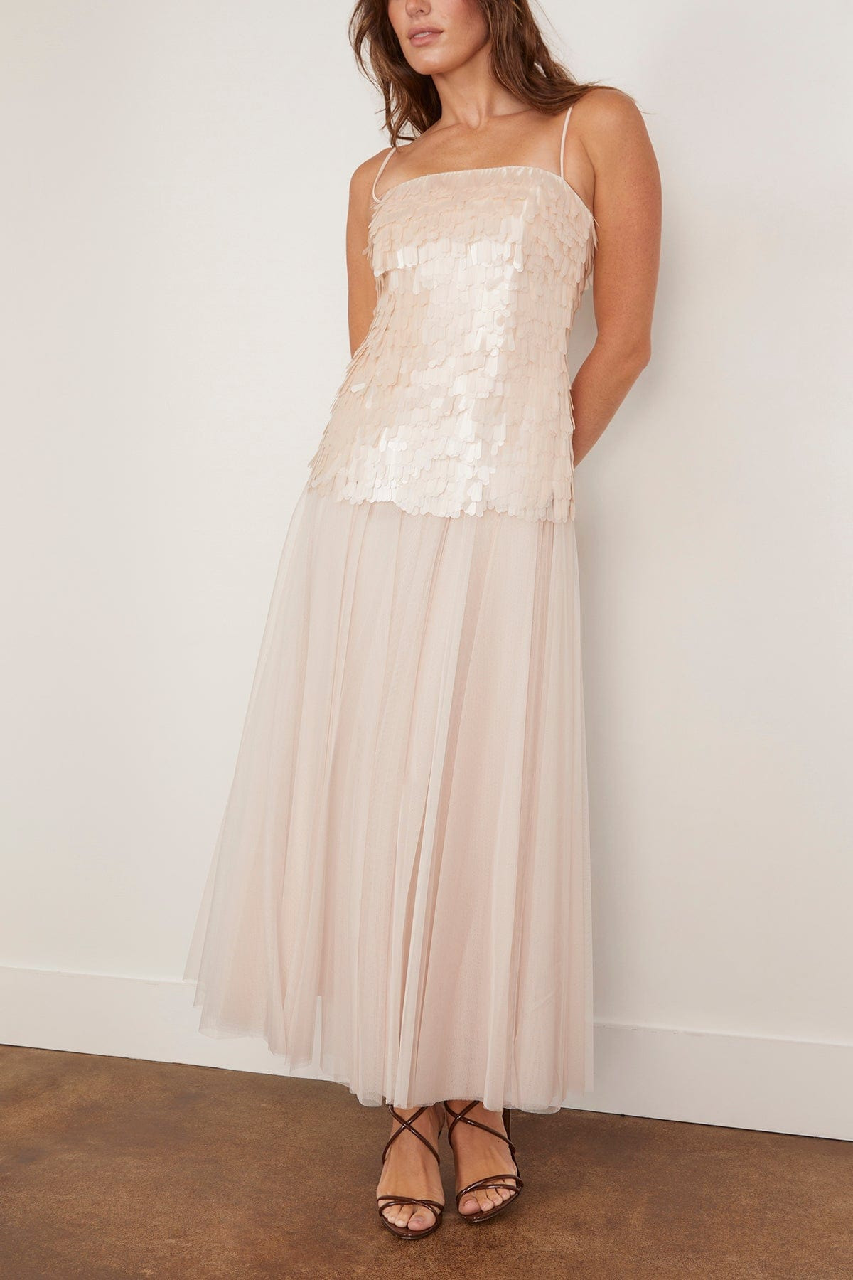 Maxine Bustier Midi Dress in Sand - 3