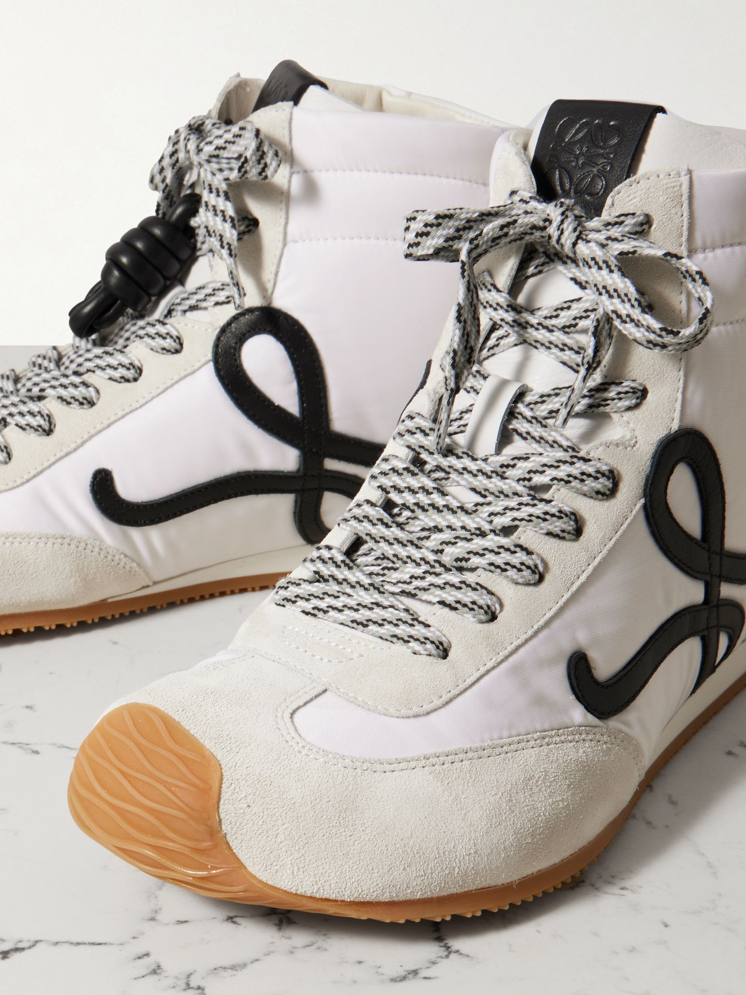Ballet Runner 2.0 leather-trimmed shell and suede high-top sneakers White - 4