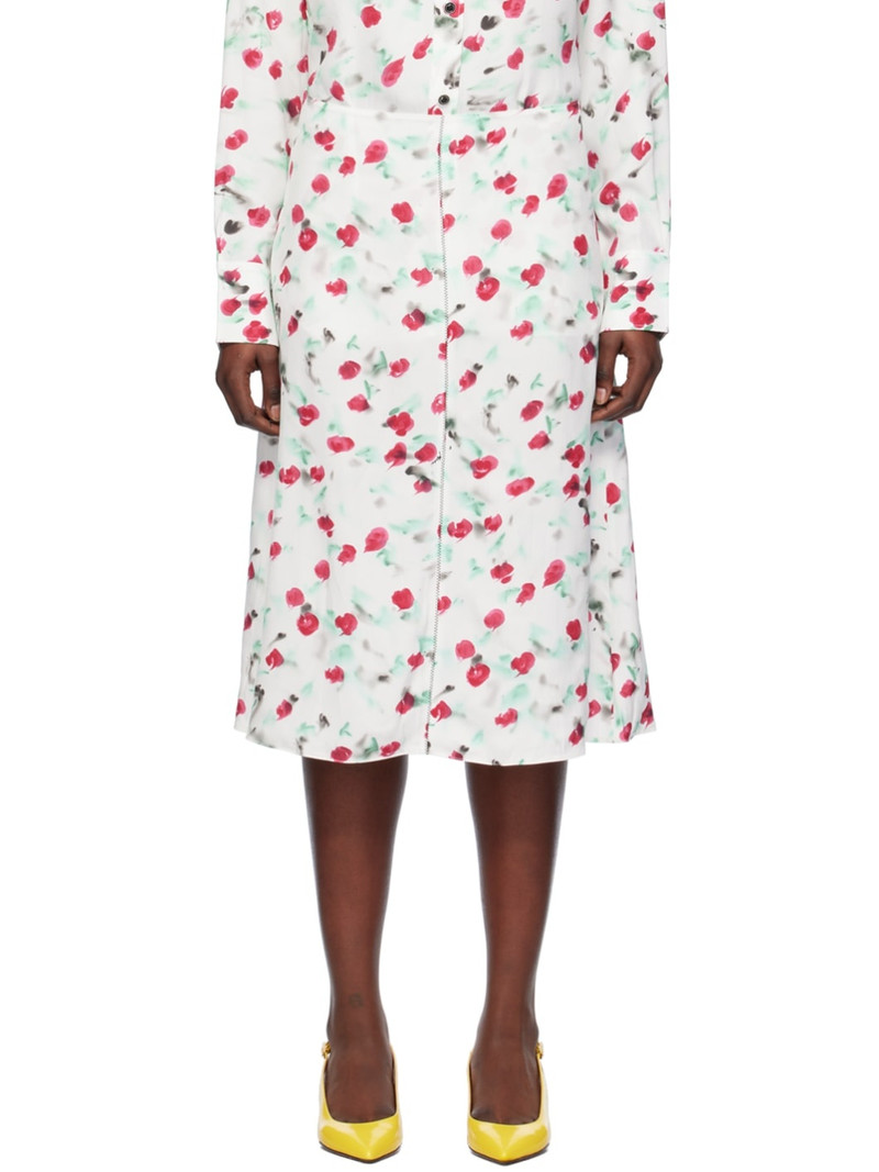 White Printed Midi Skirt 1