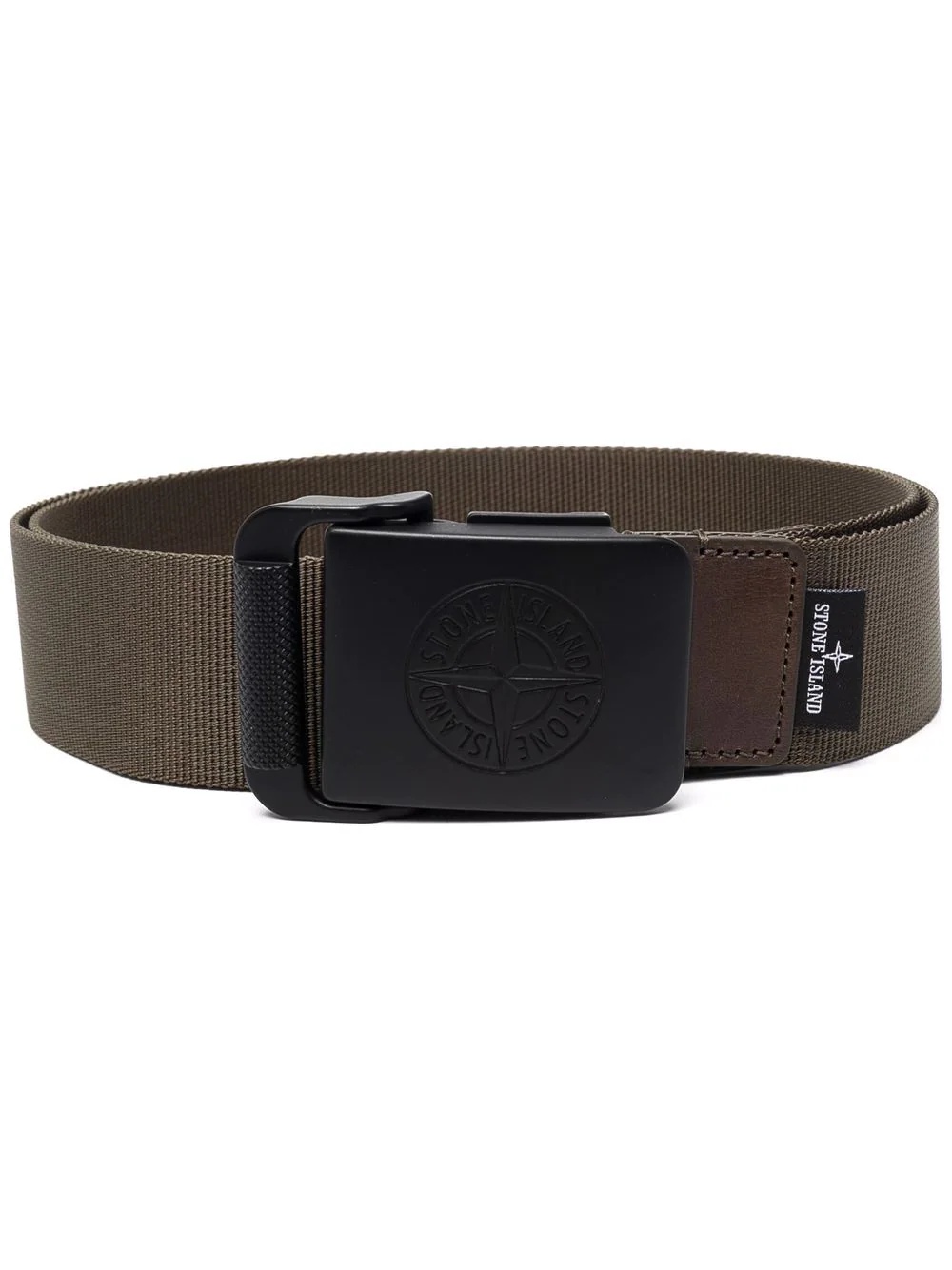 engraved-logo flat-buckle belt - 1