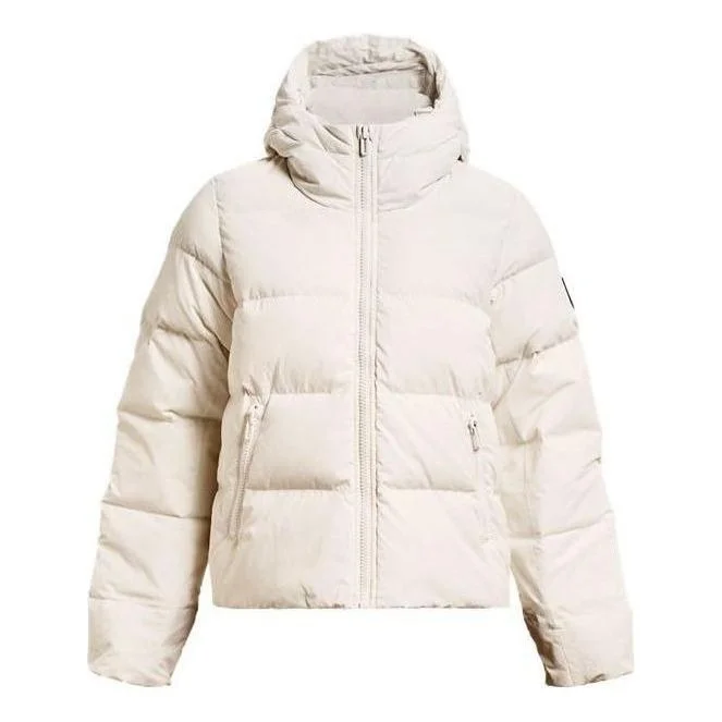 (WMNS) Under Armour ColdGear Infrared Down Hooded Jacket 'Beige' 1378861-112 - 1