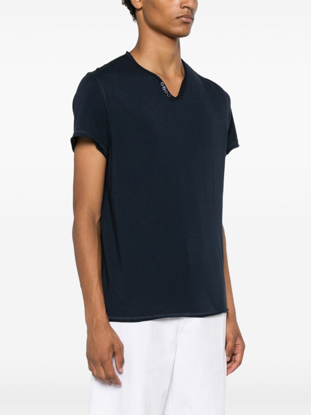 Henley-neck cotton T-shirt - 3
