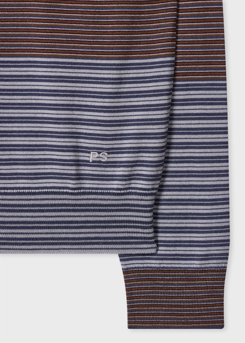 Paul Smith Purple Merino Wool Stripe Long-Sleeve Polo Shirt outlook
