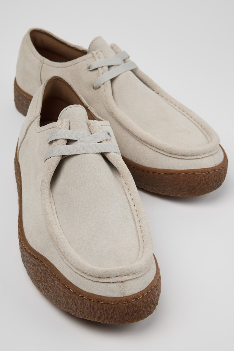 Peu Terreno Beige Suede Shoes for Men. 2