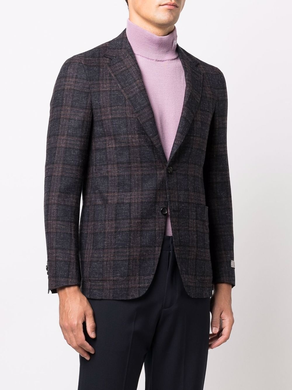 single-breasted check blazer - 3