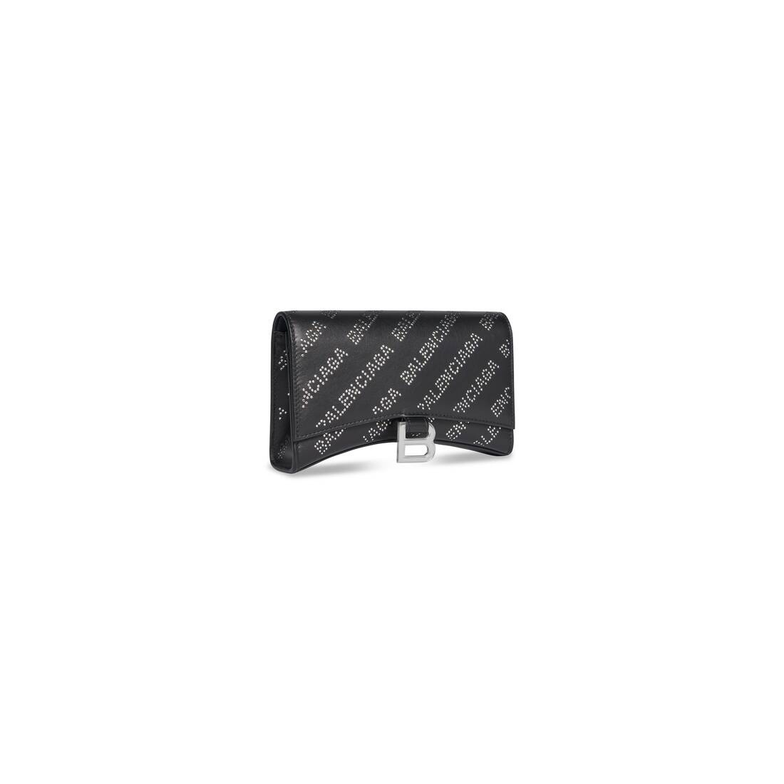 Women's Hourglass Wallet On Chain With Rhinestones in Black - 2