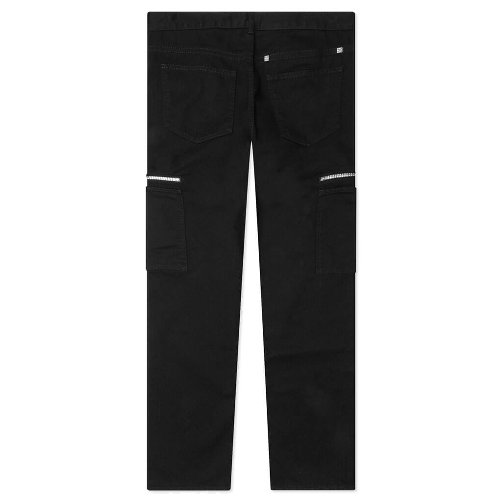 LOOSE FIT PANT W/ CARGO POCKET AND ZIP - BLACK - 2