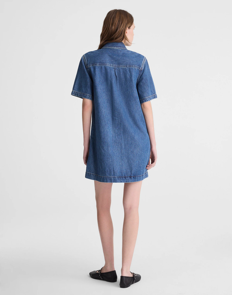 Madewell Airy Denim Boxy Mini Shirtdress outlook