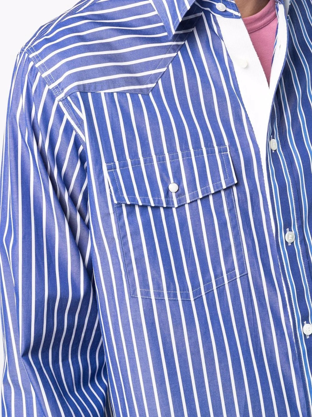 panelled striped shirt - 5