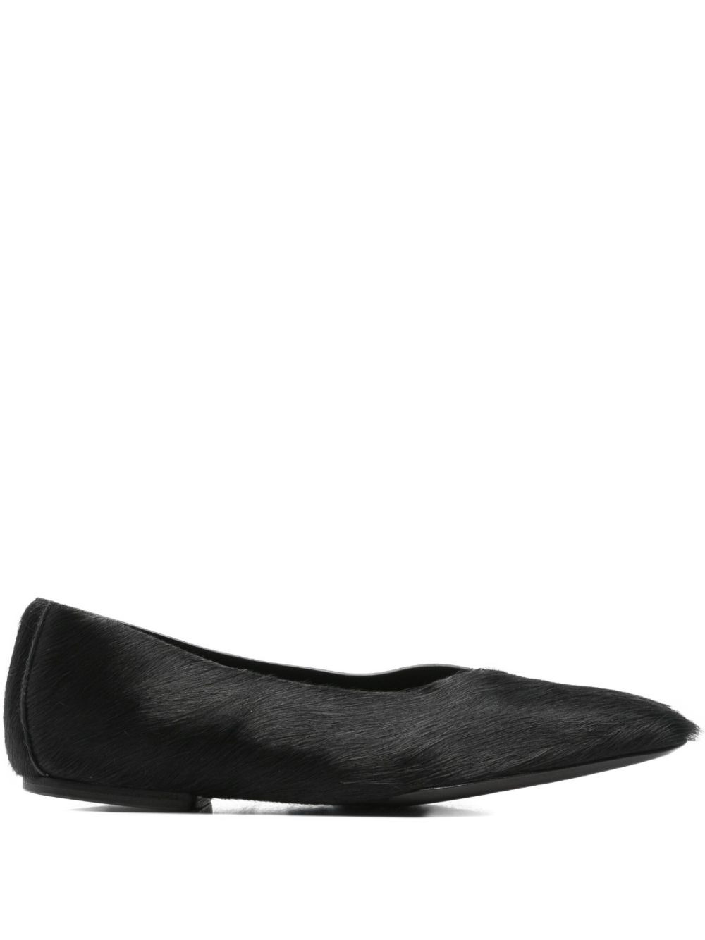 square-toe calf-hair ballet flats - 1
