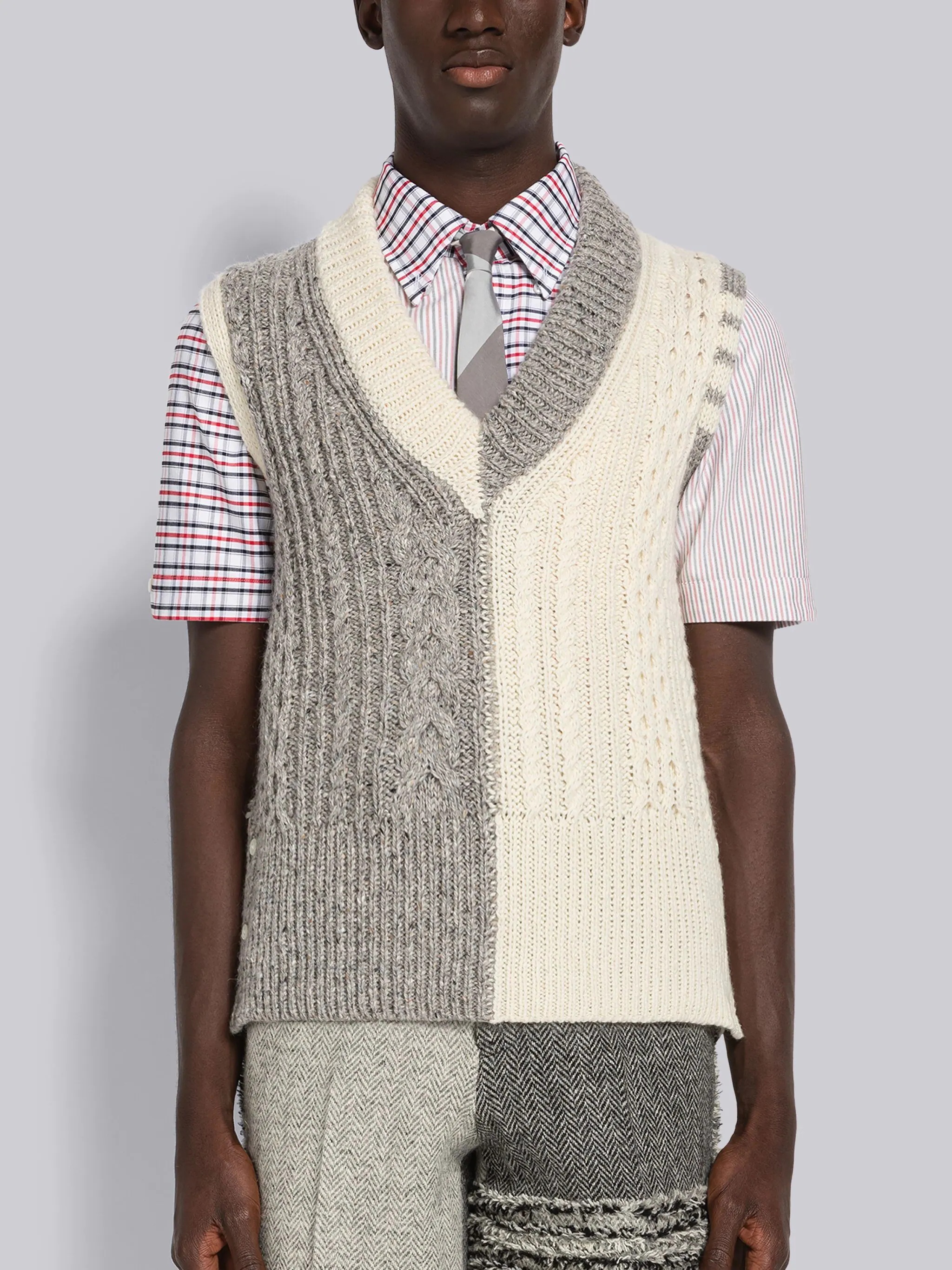 Fun-Mix Cabled Donegal 4-Bar Vest - 1