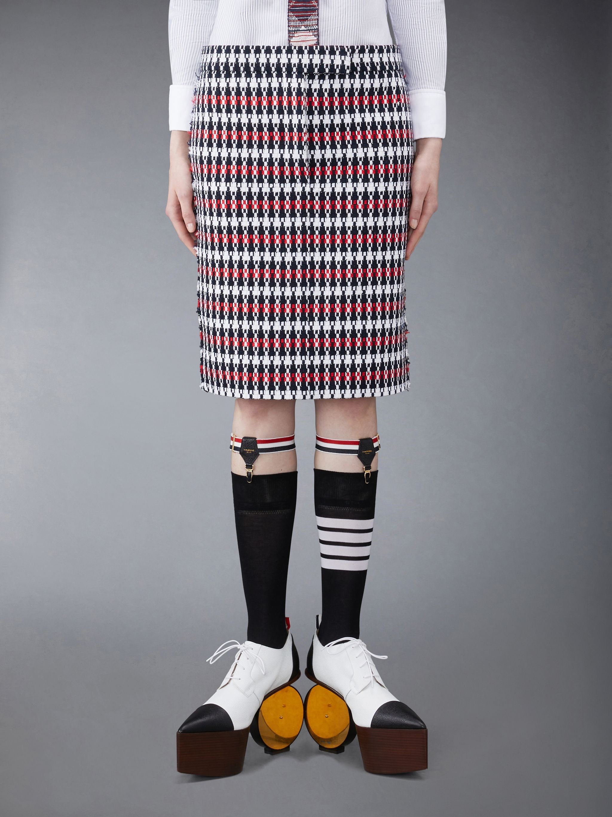 GROSGRAIN TWEED LOW WAIST SKIRT - 1