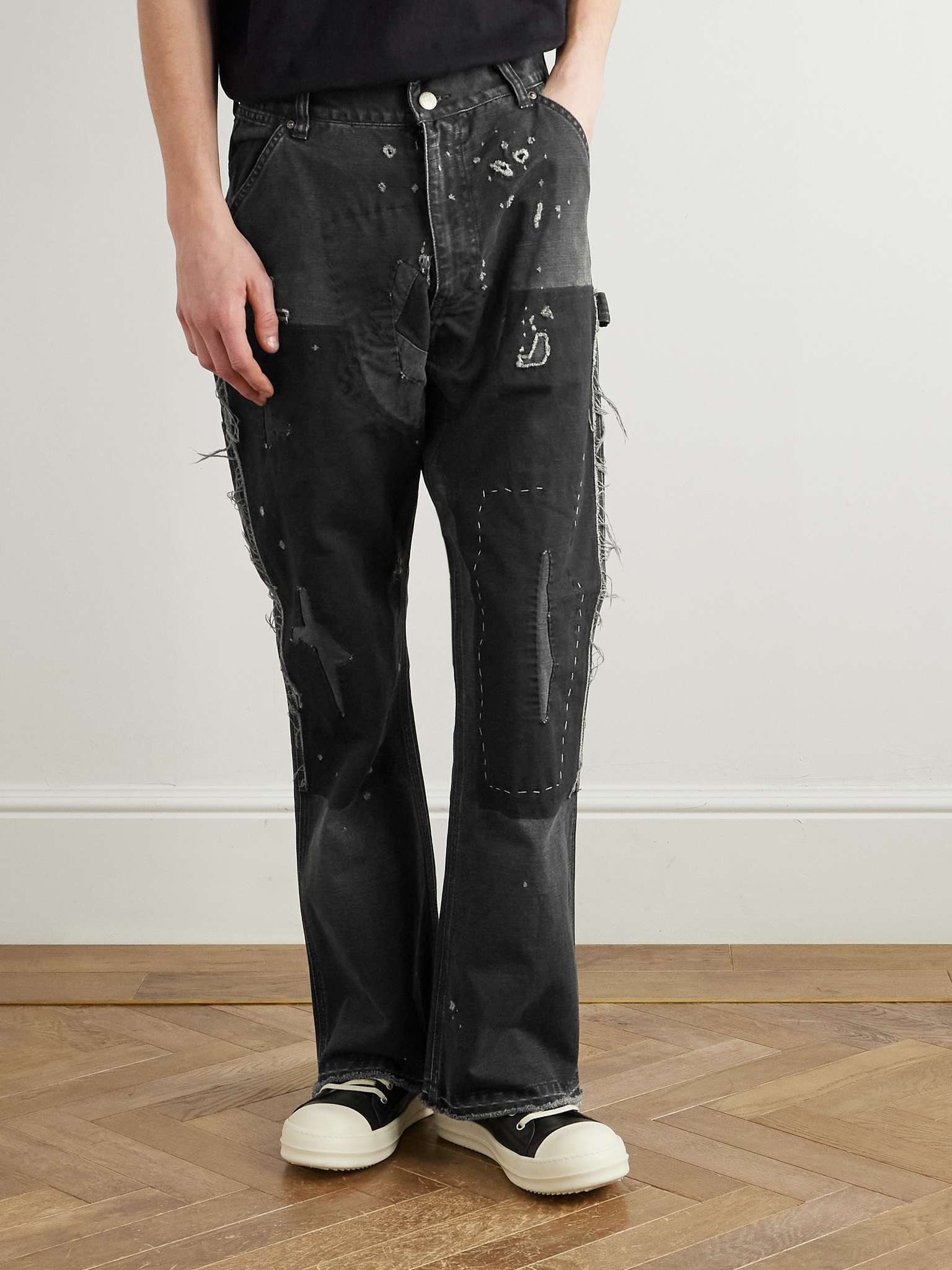 Straight-Leg Distressed Patchwork Jeans - 3
