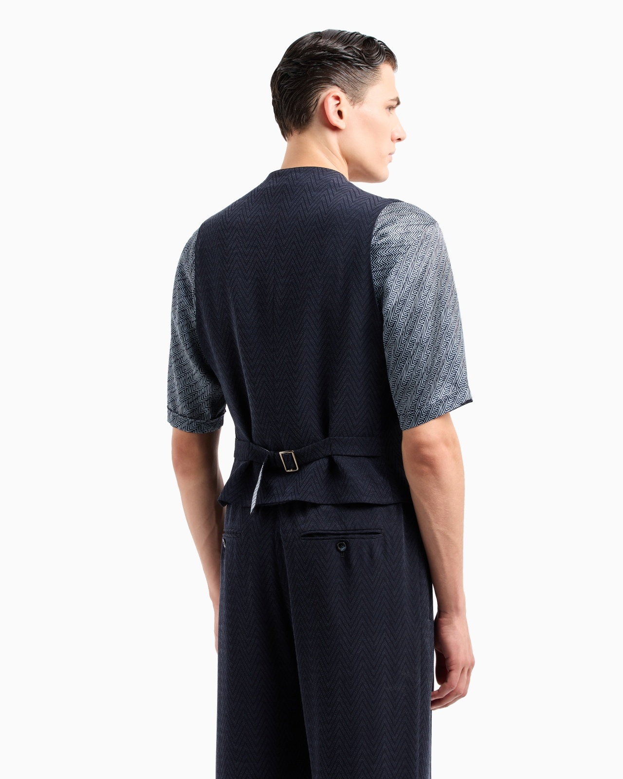 DOUBLE-BREASTED WAISTCOAT IN VIRGIN WOOL AND SILK - 3