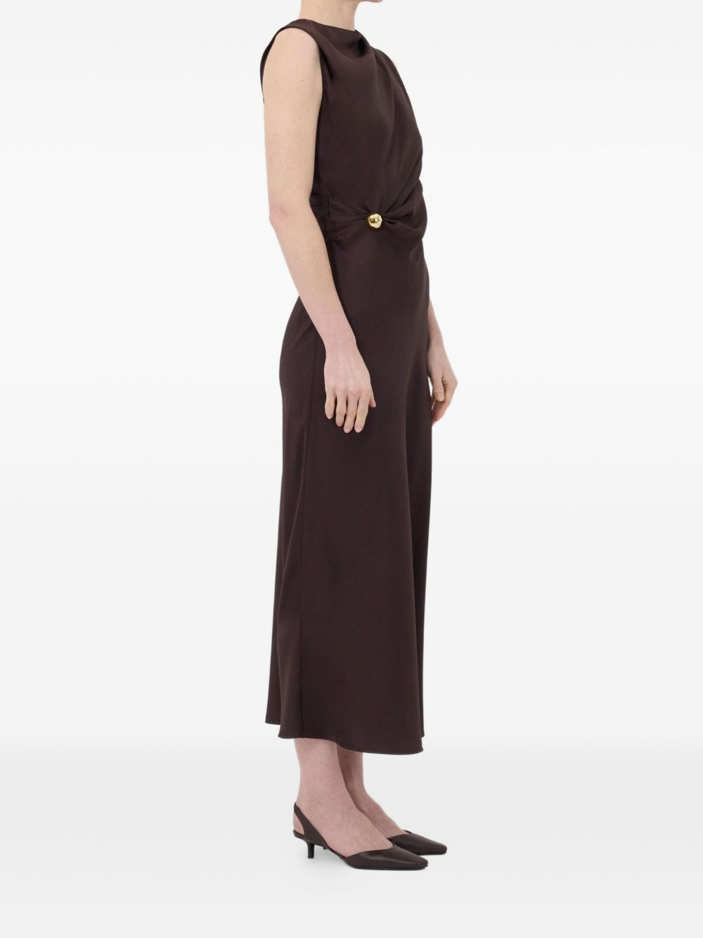 Roan draped metal-ornament midi dress - 3