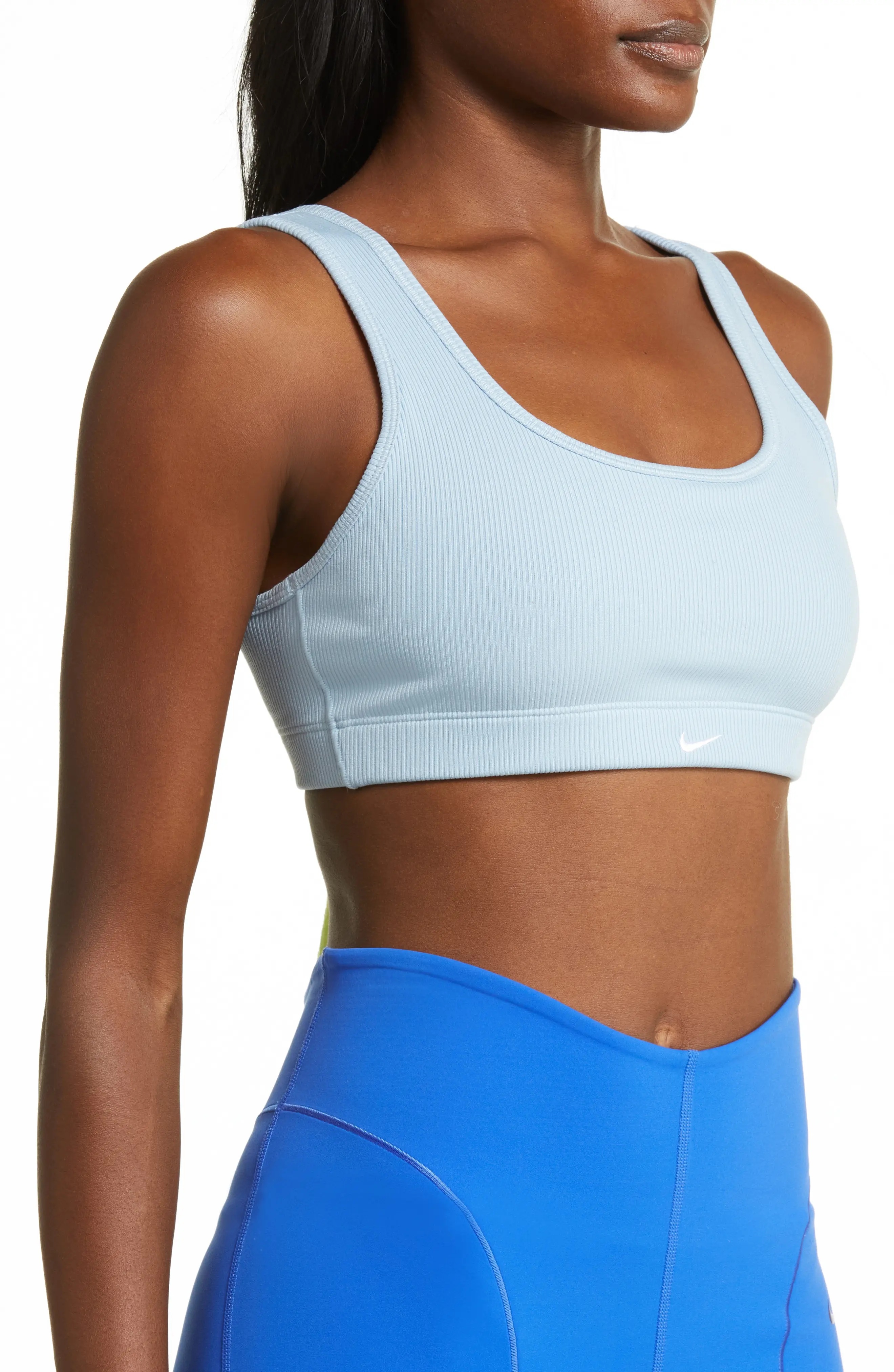 Alate All U Rib Sports Bra in Lt Armory Blue/White - 3