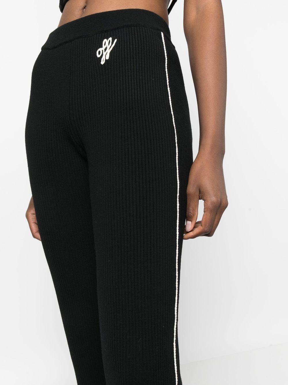 embroidered-logo knit trousers - 5