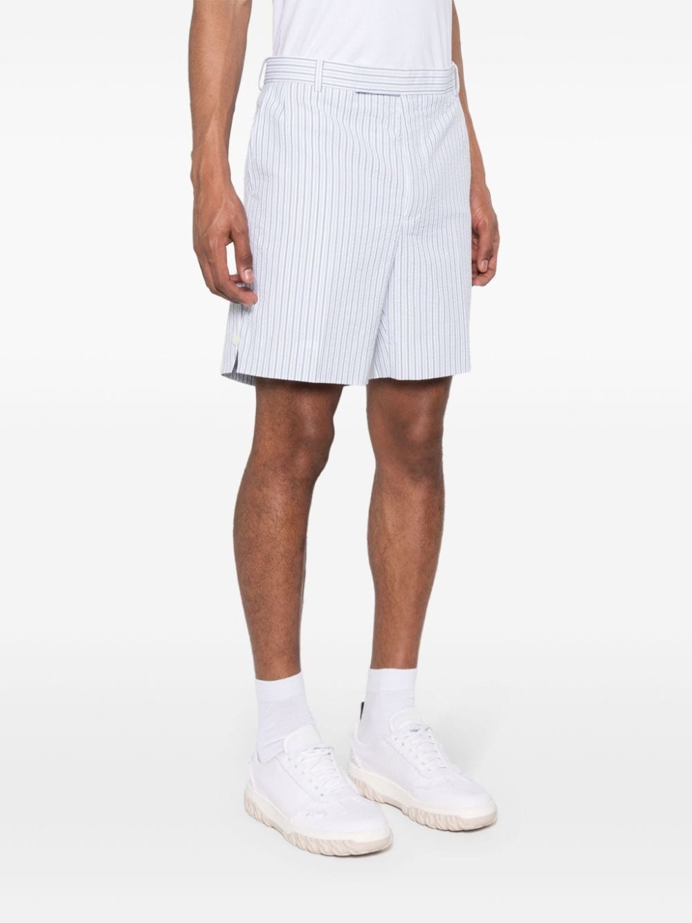 striped seersucker cotton shorts - 3