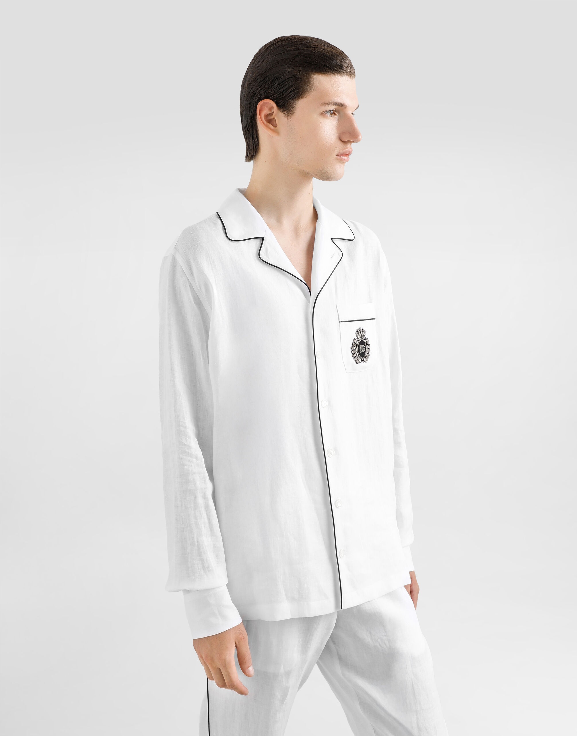 Linen vanity shirt with heraldic emblem - 4
