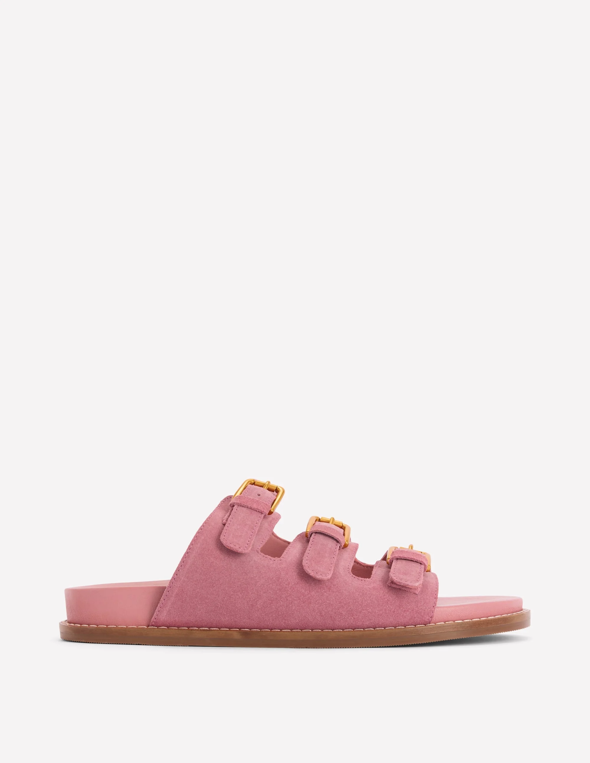 Triple Strap Footbed Sandal-Dusty Pink - 1